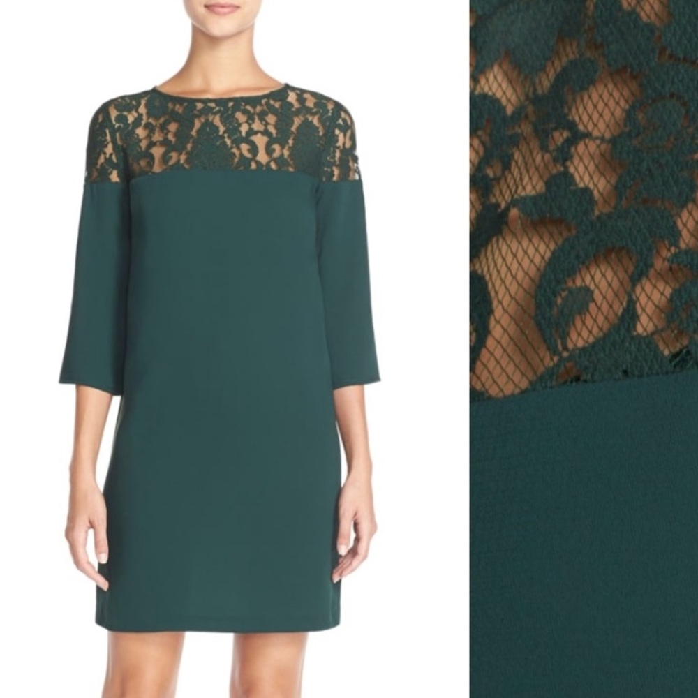 BB Dakota Keagan Dark Green Lace Dress- LG